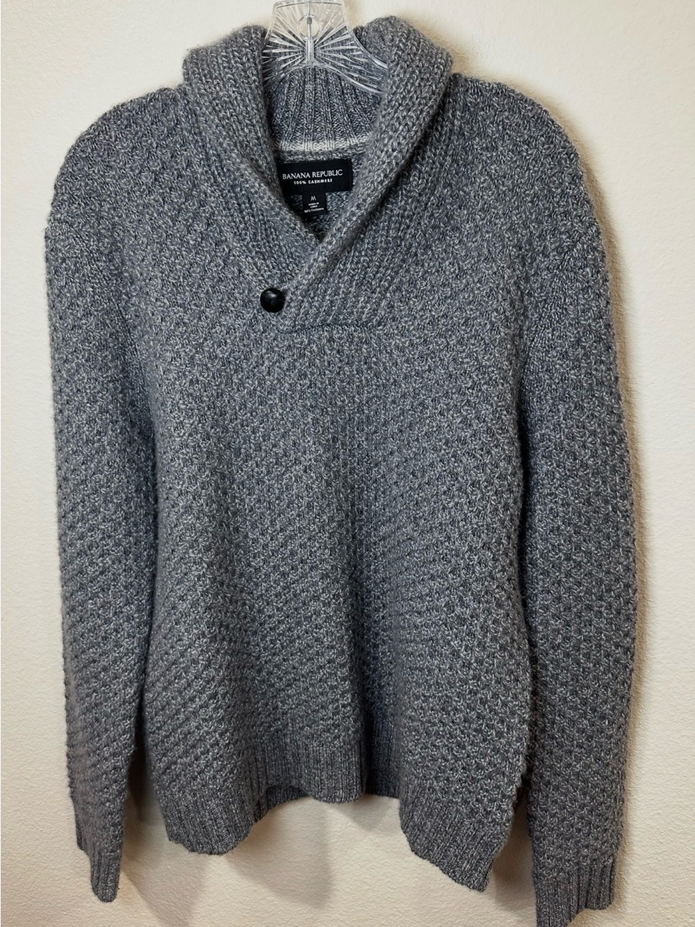 Banana Republic Cashmere Gray Shawl Collar Sweater